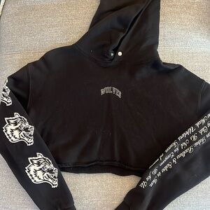 Darc Sport Black Cropped Hoodie with Wolf Design